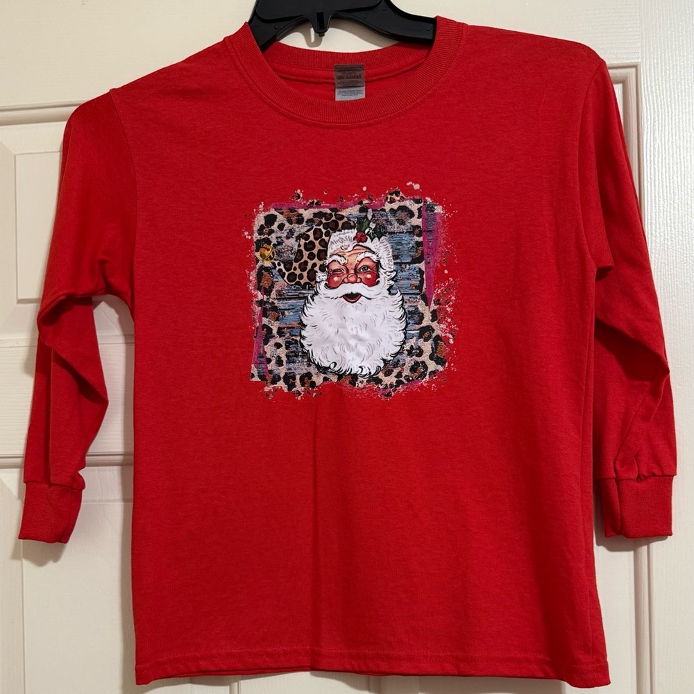 Red Kids Santa Graphic Long Sleeve Shirt